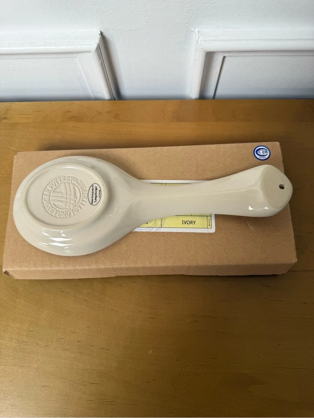 Longaberger Ivory Ceramic Spoon Rest
